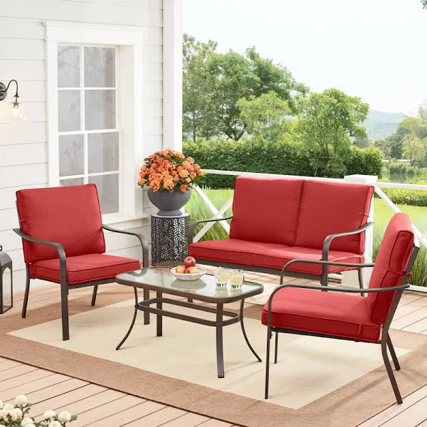 4Piece Mainstays Dashwood Outdoor Patio Conversation Set (4 colors