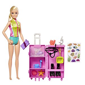 Barbie Marine Biologist Doll & Mobile Lab Playset w/ Accessories (Blonde or Brunette) $10.60 + Free Shipping w/ Prime or on $35+