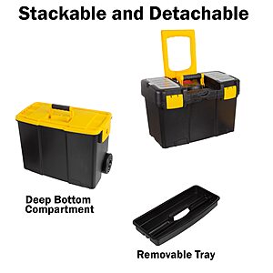 2-in-1 Stalwart Stackable Portable Tool Box w/ Wheels $34.24 + Free  Shipping w/ Prime or on $35+