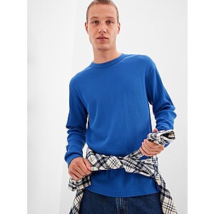 Gap: 50% Off Sale Styles + Extra 10% Off w/ Code: Men's Waffle Crewneck LS Tee $4.48, Women's Mini Rib Cropped Tank $2.68, More + Free S/H on $50+