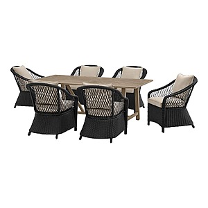 7-Piece Home Decorators Collection Rosebrook Wicker Outdoor Dining Set w/ Cushions (Flax) $880 + Free Shipping