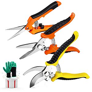 Prime Members: 3-Pack Garden Pruning Shears w/ Stainless Steel Blades & Gardening Gloves $8.40 + Free Shipping w/ Prime or on $35+