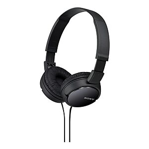 Sony ZX Series Wired On-Ear Compact Folding Headphones (Black or White, MDR-ZX110) $9.88 + Free Shipping w/ Prime or on $35+