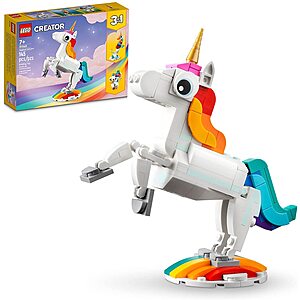 145-pc LEGO Creator 3 in 1 Magical Unicorn Buildable Toys (31140) $7.99 + Free Shipping w/ Prime or on $35+