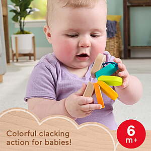Fisher-Price Wooden Clacker Caterpillar Developmental Activity Rattle Toy $7.97 + Free Shipping w/ Walmart+ or on $35+