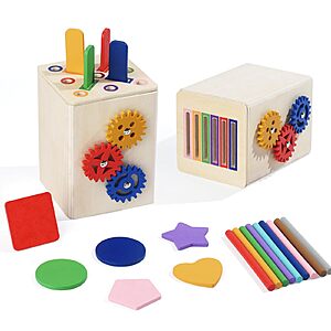 Shape & Color Sorting Montessori Wooden Toys $8.99 & More + Free Shipping w/ Prime or on $35+