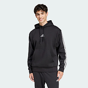adidas Men's Essentials 3-Stripes Fleece Hoodie (Black/White) $15.60 + Free Shipping