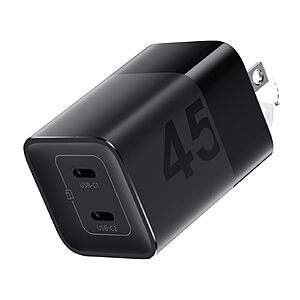 wegear 45W 2-Port GaN USB-C Fast Charger w/ PPS & Foldable Plug (Black or White) $8.99 + Free Shipping w/ Prime or on $35+