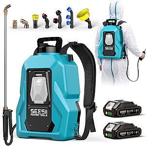 5-Gal Seesii Battery Powered Backpack Sprayer w/ Dual Battery w/ 7 Nozzles $77 + Free S&H