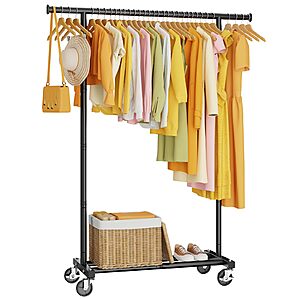 Hyseyy Metal Rolling Clothes Rack (Black)