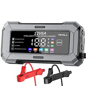 12V 6A Temola Automatic Car Battery Charger & Maintainer w/ Digital Display