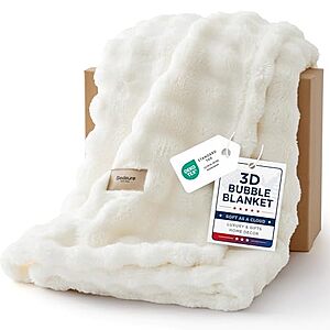 50"x60" Bedsure 3D Fleece Bubble Throw Blanket (Off White)