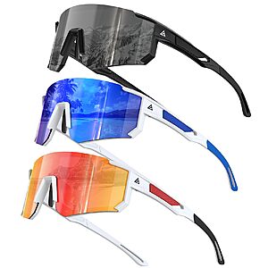 3-Pk KALIYADI Wrap Around Sports Sunglasses