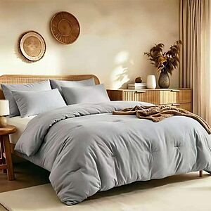 Quataly Queen Bed Comforter Set w/ 2 Pillowcases (Light Grey) $20 + Free S&H