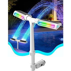 Kompoll Solar Pool Fountain w/ 10-Color 4-Mode LED Lights, Remote (White) $25 + Free S&H