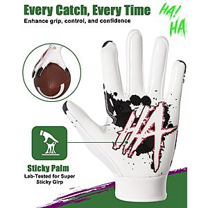 Pixel Panda Youth Football Receiver Gloves (White)
