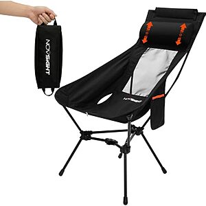 NOVSIGHT Portable High Back Folding Camping Chair w/ Removable Pillow & Pocket $34.20 + Free S&H