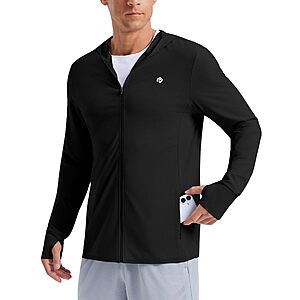 PINSPARK Men's UPF 50+ Lightweight Full-Zip Sun Protection Hoodie Jacket (2 colors)