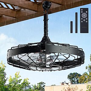 20" addlon IP65 Outdoor Plug-In Ceiling Fan w/ Remote & App Control (Black) $50 + Free S&H