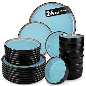 24-Pc vancasso AMBER Stoneware Dinnerware Set for 8 (Light Blue) $55 + Free S&H