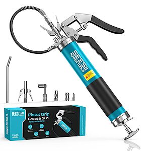 Seesii 8000 PSI Pistol Grip Grease Gun Kit w/ Quick-Release Coupler & 90° Adapter