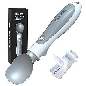 1.8-Oz SEAINGO Rechargeable Heated Ice Cream Scoop (White)