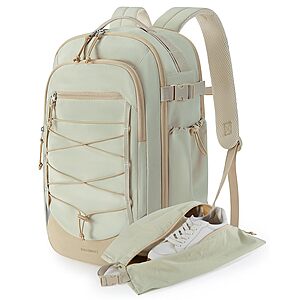 30L BAGSMART 17" Anti-Theft Carry-On Travel Backpack w/ Shoe Bag (Beige)