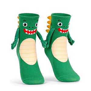 Bibalabili Kids’ 3D Animal Crew Socks (Green Dinosaur)