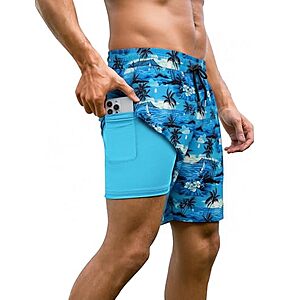 Arolina Men's 7" Quick Dry Swim Trunks w/ Compression Liner