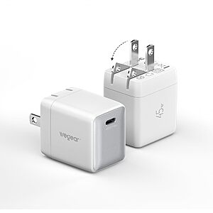 2-Pk 45W Wegear Nano Foldable GaN USB-C Wall Charger (White)