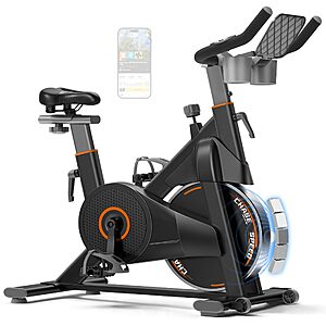 CURSOR FITNESS Magnetic Resistance Stationary Exercise Bike (Black/Orange) $142 + Free S&H