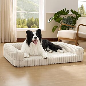 35" Bedsure Orthopedic Memory Foam Large Dog Bed w/ 3-Sided Bolster (2 Colors) $25.90 + Free S&H