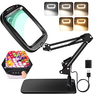 7" HQGZQL 10X/30X Dimmable LED Magnifying Glass Lamp w/ 360° Arm (Black) $22.50 + Free S&H
