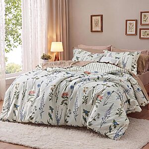 Prime Members: 3-Pc Bedsure Comforter Set (Queen, White Floral) $19.50 + Free S&H