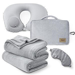 4-Pc Bedsure Travel Blanket Set
