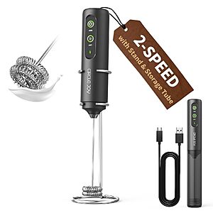 Circle Joy 2-Speed Rechargeable Handheld Milk Frother w/ Stand