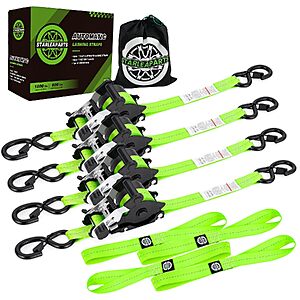 4-Pk StarLeaparts 1" x 12' Retractable Ratchet Straps w/ Soft Loops & S-Hooks $36 + Free S&H