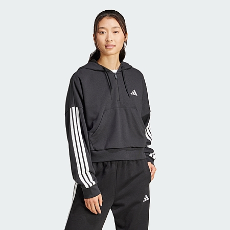 adidas Women's Essentials 3-Stripes French Terry 1/4-Zip Hoodie (Black) $18.50 + Free Shipping