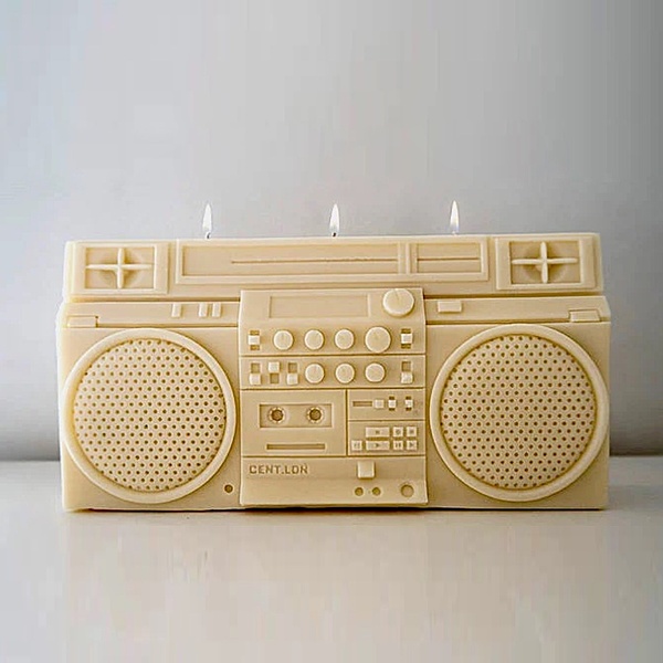 Burning through my playlist (ha) w/ this boombox candle that's $214