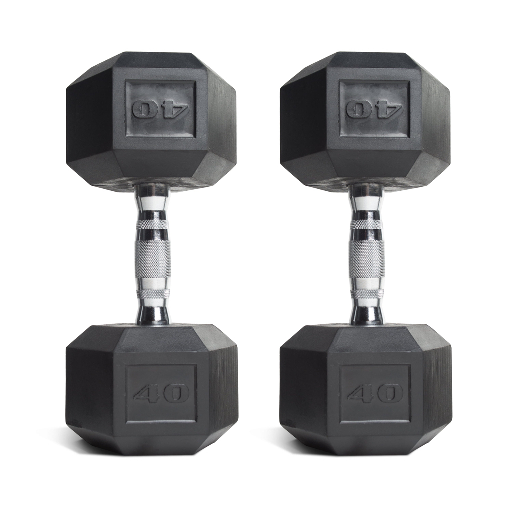CAP Barbell, 40lb Coated Rubber Hex Dumbbell, Pair (Ships in 2 Boxes) - Walmart.com - $79.99