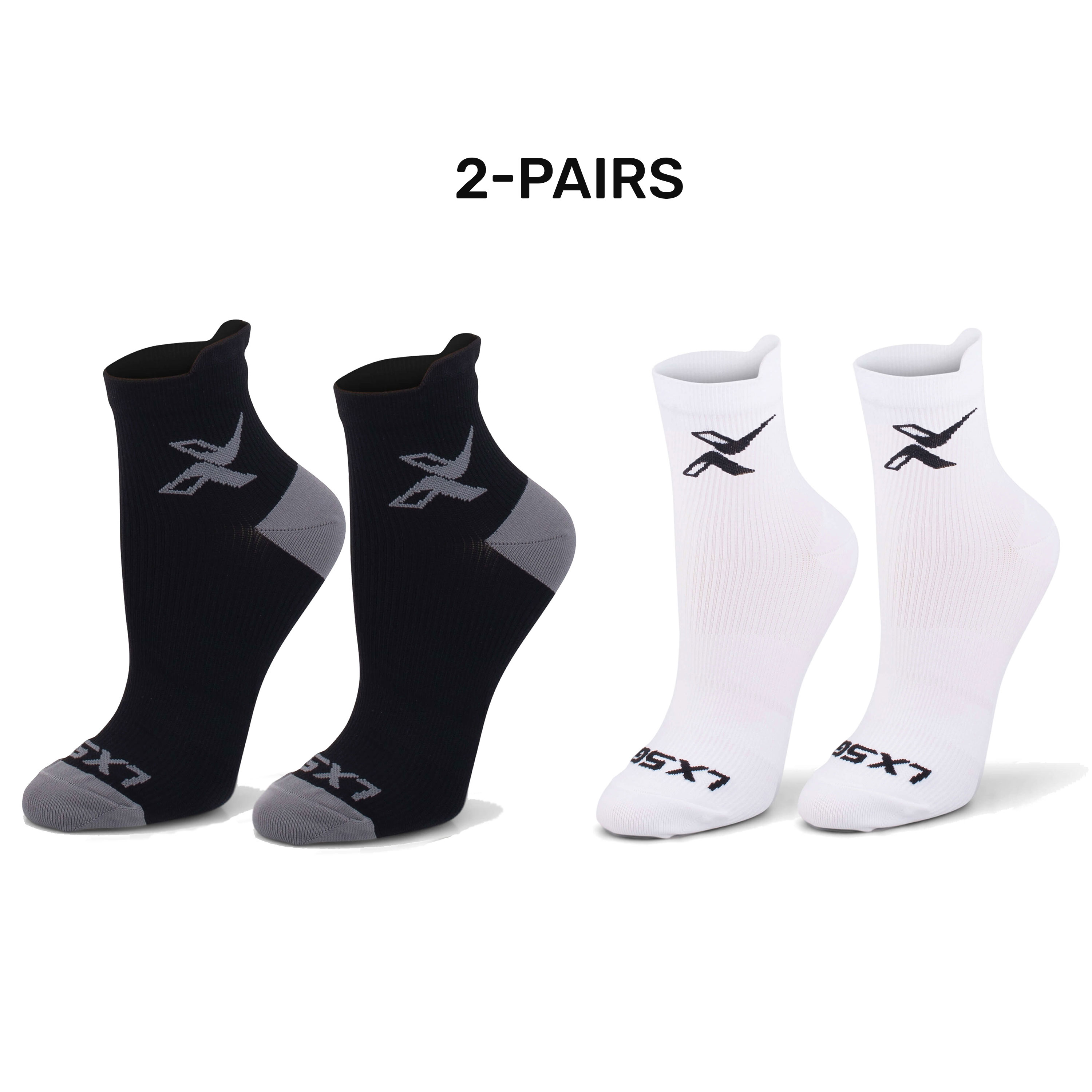 LxsGo ACTIVE Ankle Sport Compression Running Socks for Men & Women  - 2 Pairs Black and White in S/M and L/XL $2.5