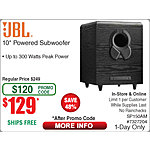 JBL SP150AM - 150W Powered Subwoofer $129 In store and online w/ promo code
