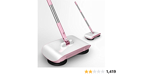 Radorock 3 in 1 Sweeper Mop Vacuum Cleaner Hand Push Floor Cleaner,Upgrade Soft and Thick Brush + Microfiber Mop Easy to Use (Pink) - $7.00