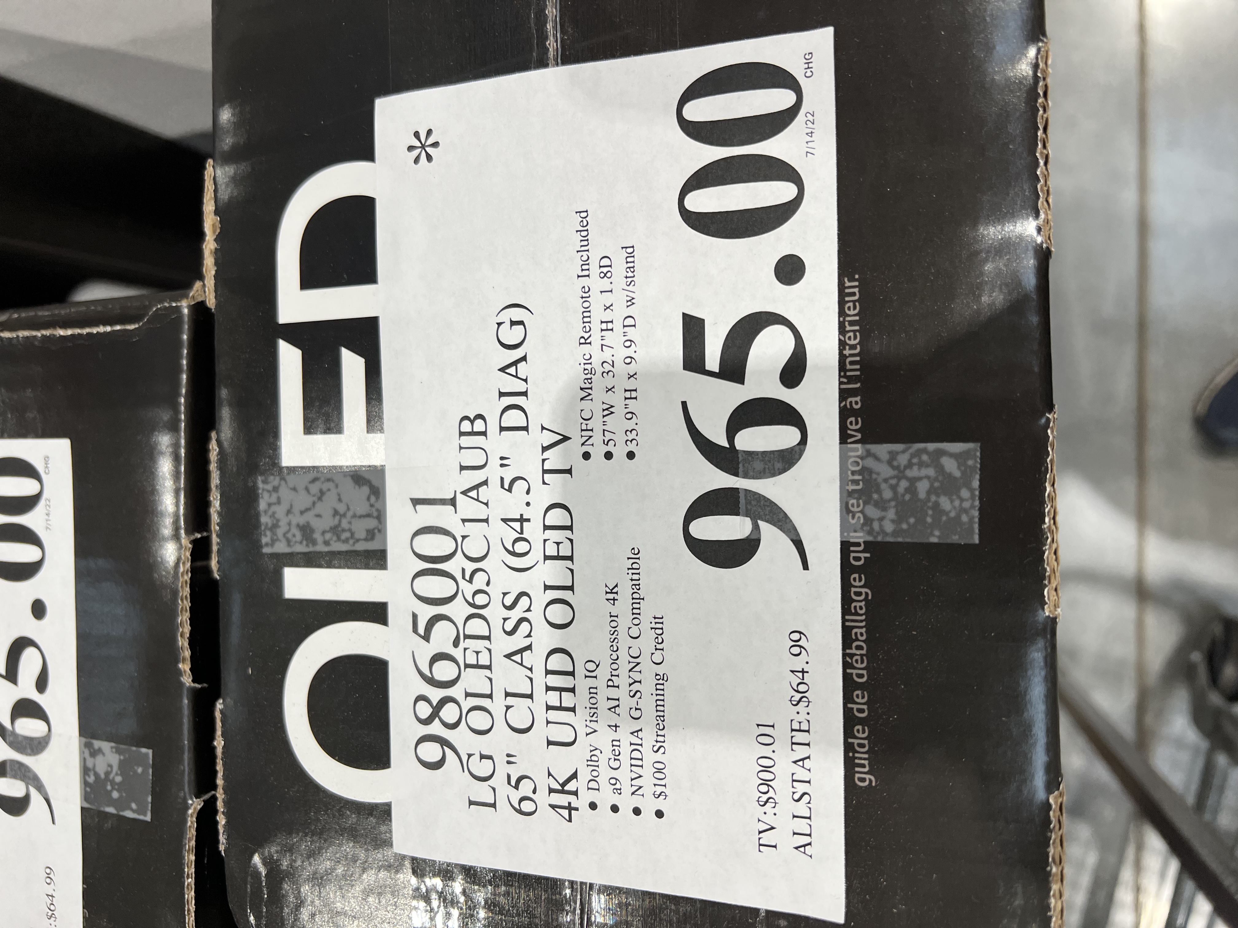 DEAD - YMMV - local Costco clearance - LG 65" Class - C1 Series - 4K UHD OLED TV -  - $900.01