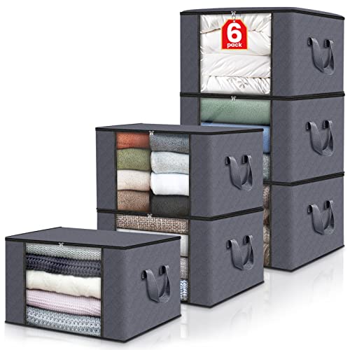 6-Pack Fab Totes 60L Foldable Storage Bag Container w/ Lid & Handles (Gray) $15 at Amazon