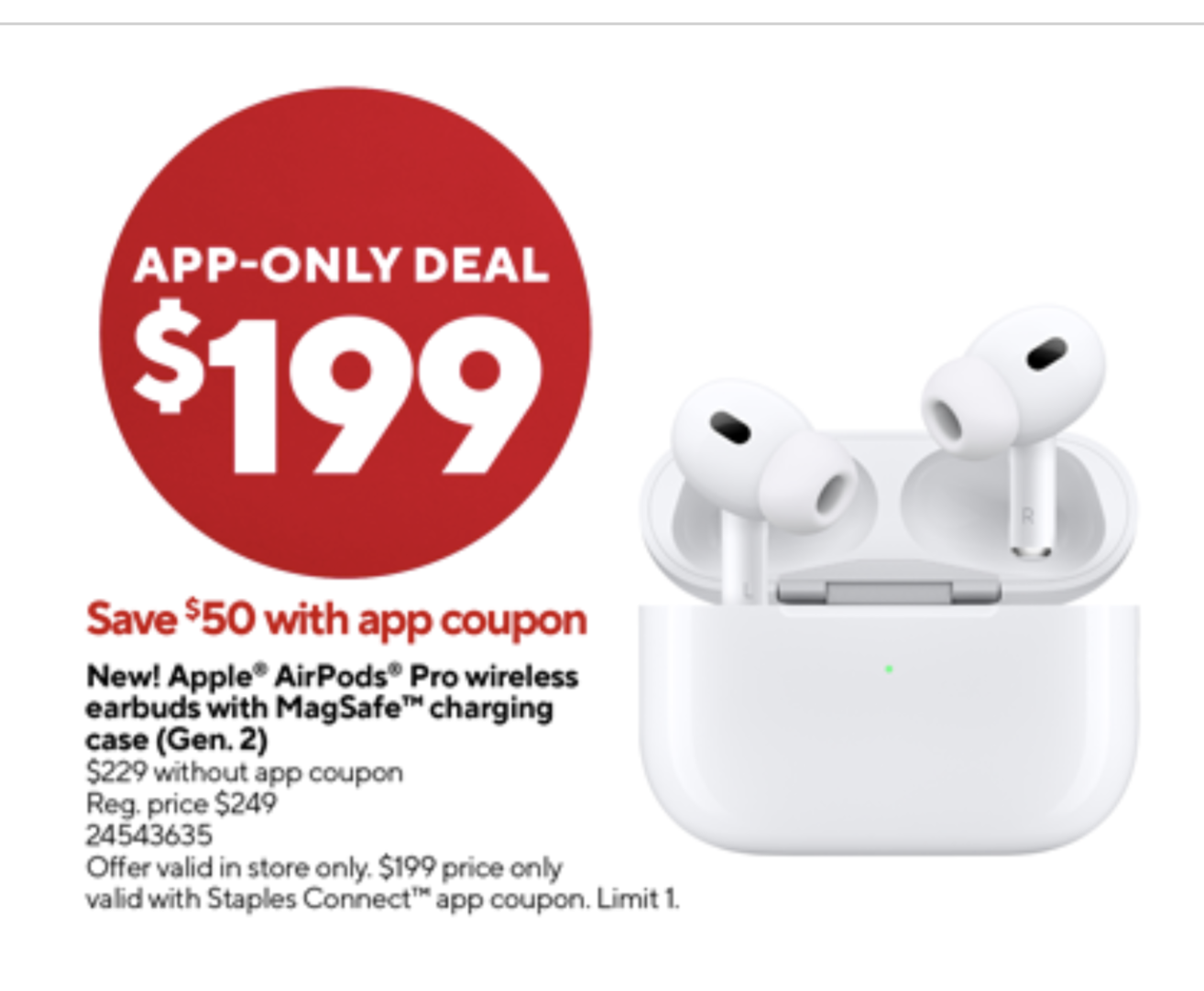 Spectacular Automation Booth Airpods Pro Gen 2 $199 at Staples AC via App