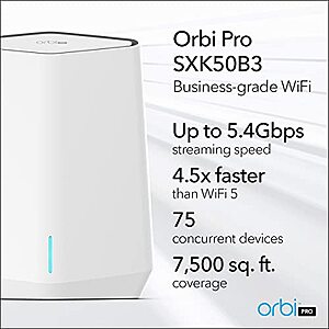 NETGEAR Orbi Pro WiFi 6 Tri-Band Mesh System (SXK50B3), Router + 2
