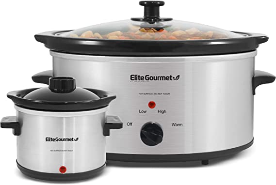 5 Quart Elite Gourmet MST-500D Electric Slow Cooker, Includes 0.75-Quart Dipper $36