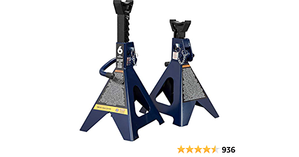 TCE 6 Ton (12,000 LBs) Capacity Double Locking Steel Jack Stands, 2 Pack, Blue, AT46002AU - $46