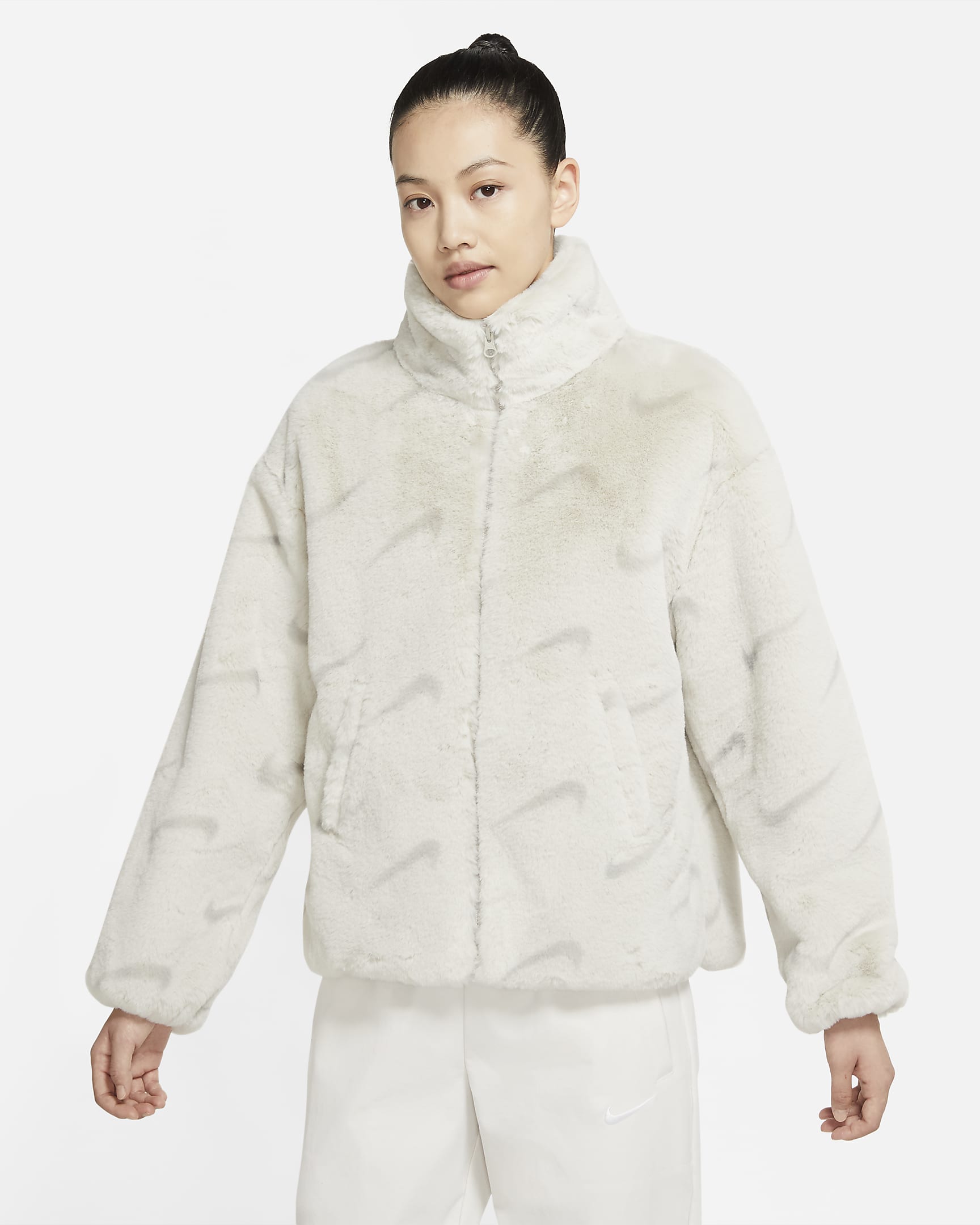 Nike Women's Printed Faux Fur Jacket (Light Bone/Light Iron Ore) $84 + Free Shipping